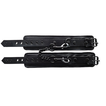 Leather Wrist Cuffs - Black with Black