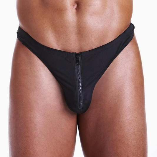 FUNDIES  Unzip It Thong w/ zoro mask - OS - BLACK